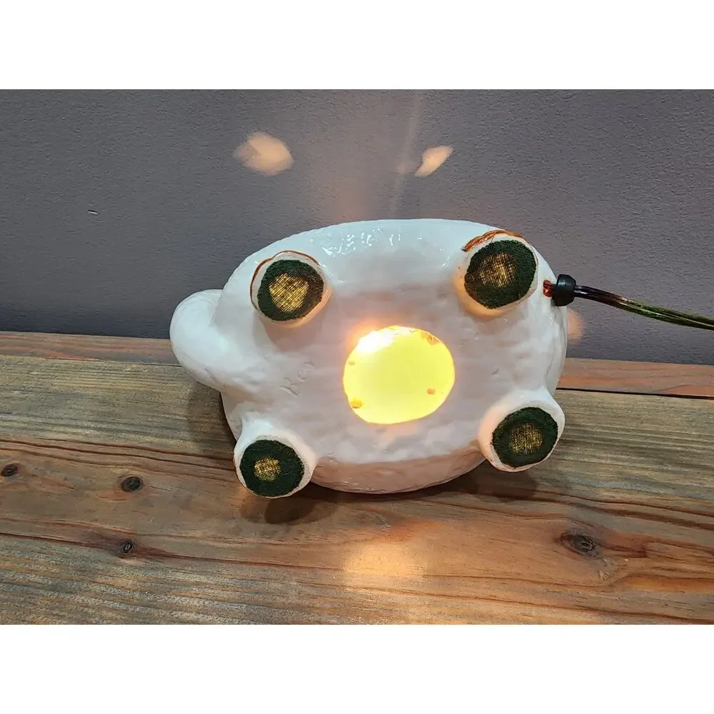 Vintage Ceramic Turtle Lamp Night Light With Flowers
